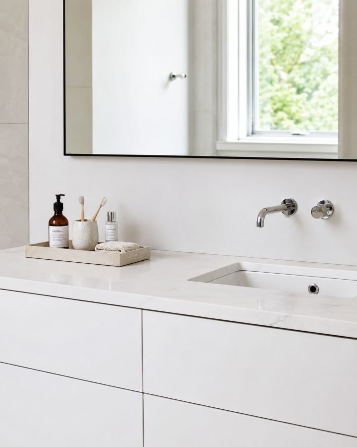 Clean, organized bathroom countertop