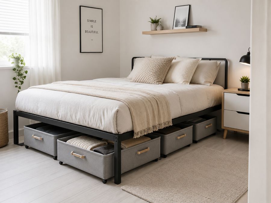 Under-bed storage containers and organization system