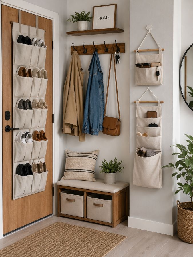 Over-the-door organizers and wall hooks installation