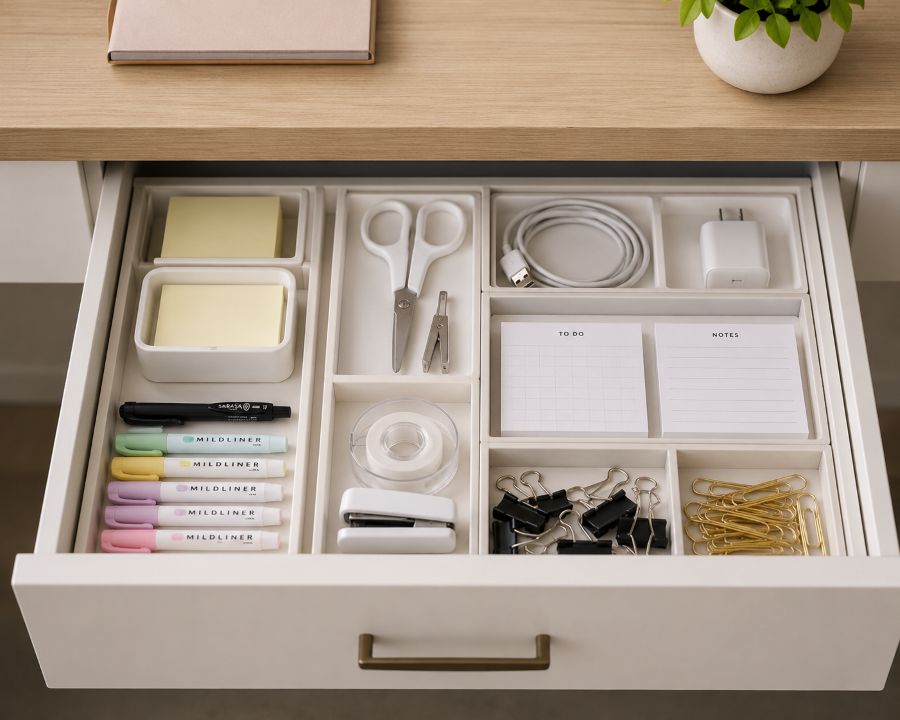 Organized small drawer as decluttering starting point