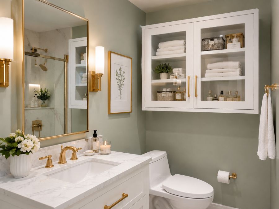 Wall-mounted bathroom cabinet storage